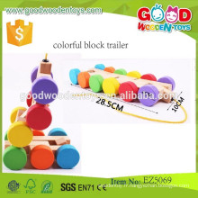 Education Colorful Truck Trailer Toy Toy Intelligent Wooden Colorful Blocks Pull Trailer